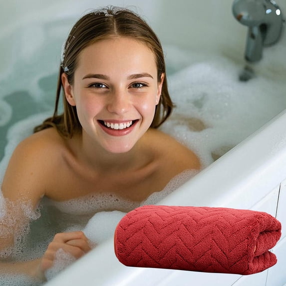 Coral Fleece Pattern Bath Towel – Super Absorbent Soft Warm Towel For Home Travel And All Season Use