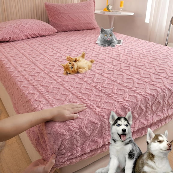 Coral Fleece Quilted Elastic Fitted Bed Sheet – Soft, Warm, and Stretchy Bedding for Queen & King Size Beds, Cozy All-Season Mattress Cover