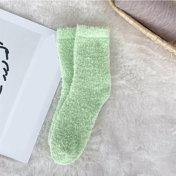 Coral Fleece Socks for Men and Women, Thickened Warm Long Socks for Winter, Non-Shedding Solid Color Sleep Socks, Cozy Fuzzy Floor Socks for Home, Bed and Indoor Lounging