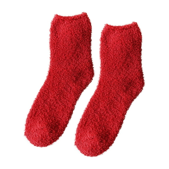 Coral Fleece Socks With Thicker And Warmer Floor Socks For Women In Solid Colors