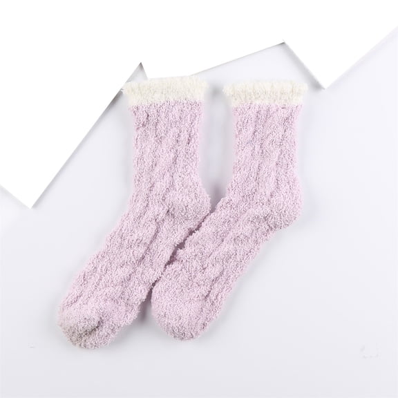 Coral Fleece Socks for Women, Plush Extra Thick Fuzzy Socks with Non-Slip Grips, Soft Warm Sleeping Socks for Winter, Cozy Home Lounge Slipper Socks for Indoor Comfort