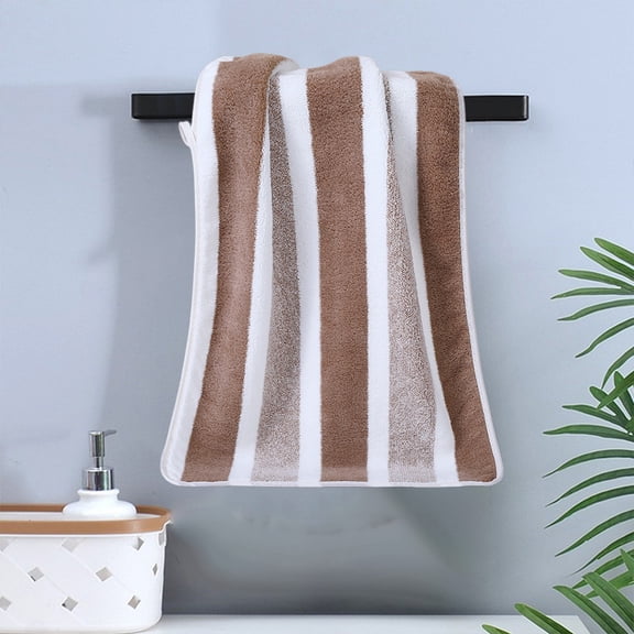Coral Fleece Striped Towel, Soft and Absorbent Bath Towel with Large Stripes, Quick-Dry Face Towel for Men and Women, Suitable for Washing, Bathing, Hair Drying, and Daily Use