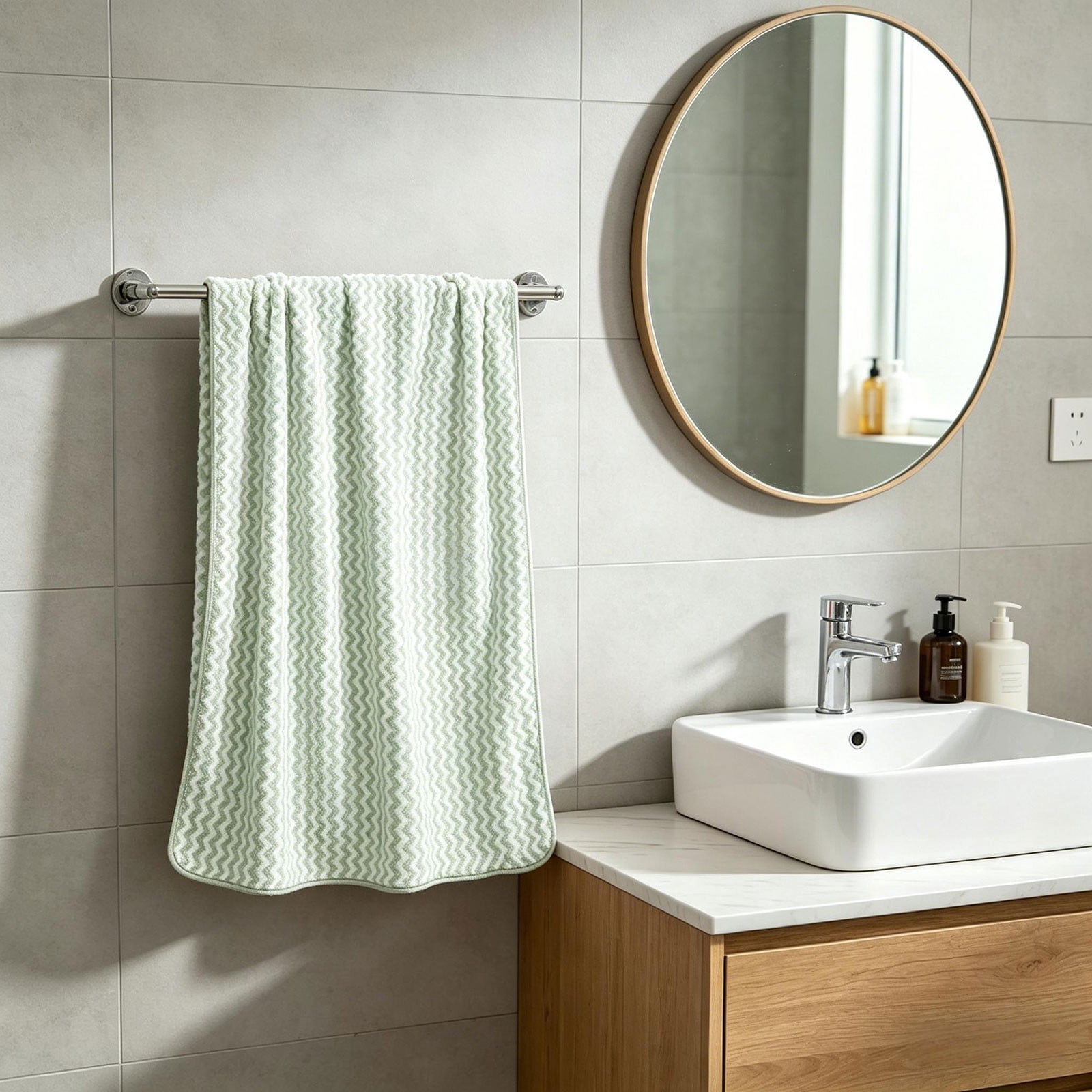 Coral Fleece Towel with Water-Ripples Texture, Soft Absorbent Face and ...