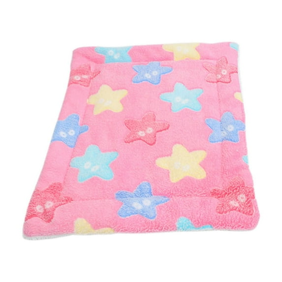 Coral Fleece Warming Pad for Pets 19.7x15.7 Inch Self-Heating Mat Machine Washable Non-Slip Bottom Blue Design Non-slip bottom