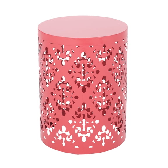 Coral Floral Cut-Out Metal Outdoor Side Table