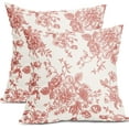 Coral Floral Pillow Covers 20x20 Inch Set of 2 Vintage Flower Coral