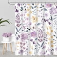 thumbnail image 1 of Coral Floral Shower Curtain, Watercolor Flower Fabric Shower Curtain for Bathroom, Cute Wildflower Butterfly Cloth Shower Curtain Set with Hooks, 84x84, 1 of 6