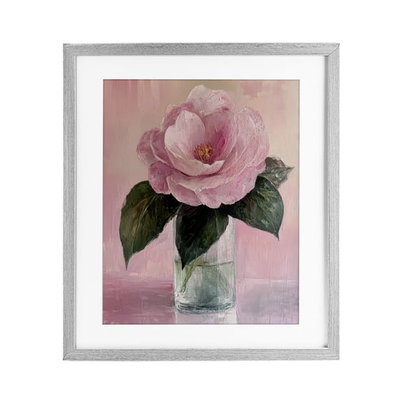 Stupell Industries Coral Flower Pink Blossom Gray Framed Print Under Glass, design by Petal Prints Design