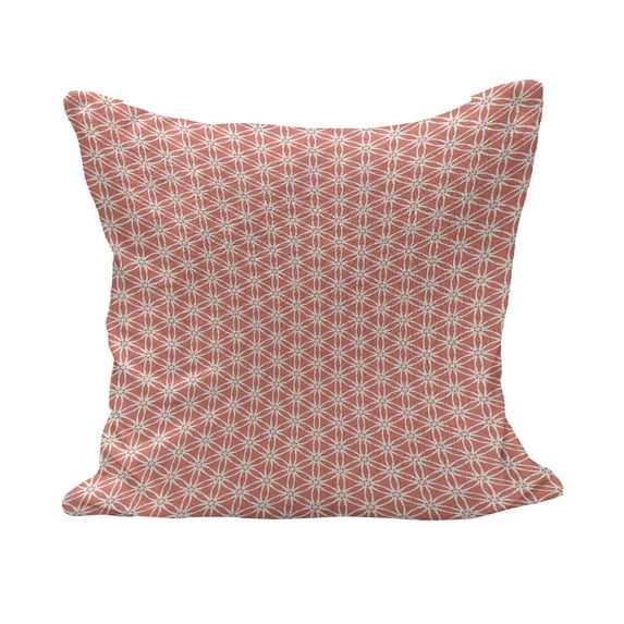 Coral Fluffy Throw Pillow Cushion Cover, Cool Simplistic Linear Sunflower Tied Bound Crochet Damask Floral Lace Tiles Motif, Decorative Square Accent Pillow Case, 20" x 20", Coral White, by Ambesonne