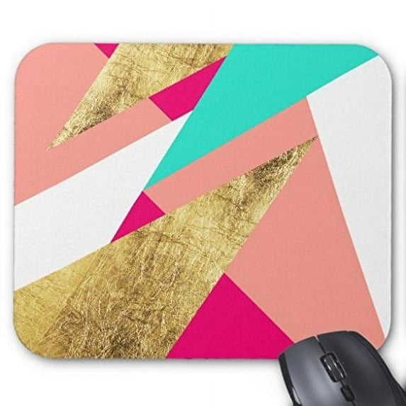 Coral Gold Triangles Color Block Mouse pads Gaming Mouse Pad 9.84x7.87 inches