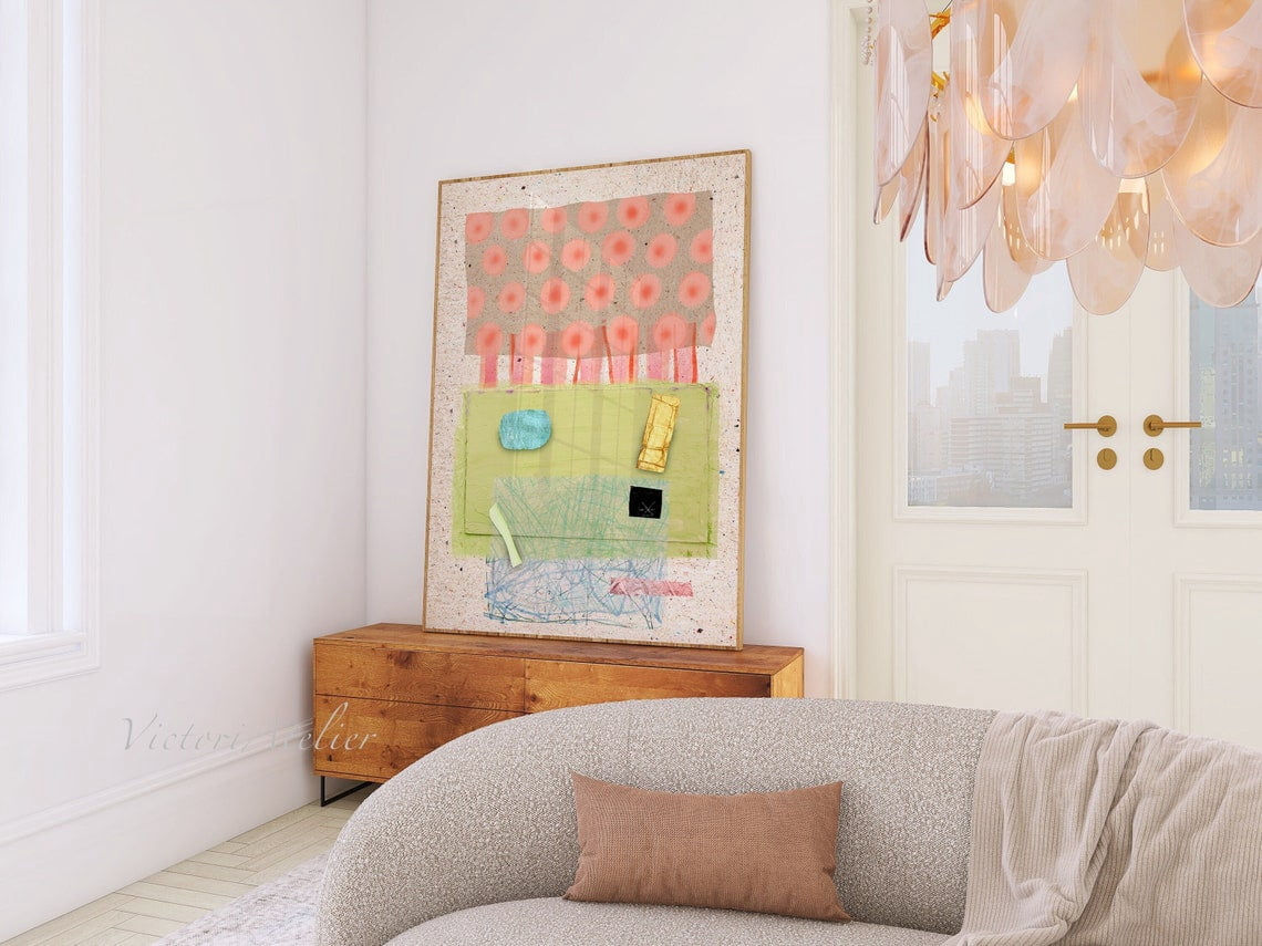 Green Collage Design Coral Green Collage Wall Art Print, Modern Eclectic Decor - Walmart.com
