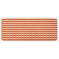 thumbnail image 1 of Coral Kitchen Mat, Horizontal Chevron Pattern Arrows Geometric Design Striped Old Fashion Zigzag, Plush Decorative Kitchen Mat with Non Slip Backing, 47" X 19", Orange Coral White, by Ambesonne, 1 of 1