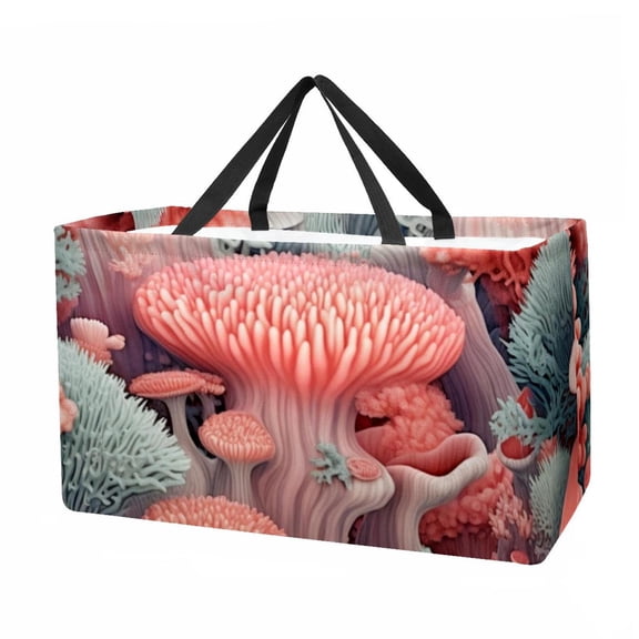 Coral Large Capacity Reusable Foldable Oxford Cloth Beach Bag Storage Basket Grocery Baskets