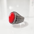 thumbnail image 1 of Coral Mans Ring, Natural Red Coral Ring, Unisex Ring, Silver Jewelry, 925 Silver Ring, Birthday Gift, Heavy Mens Ring, Arabic Design, Ottoman Style Ring, Christmas, Turkey Mens Signet Ring, 1 of 7