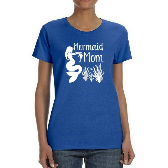 Coral Mermaid Mom Women Royal Blue T-Shirt, Female Medium