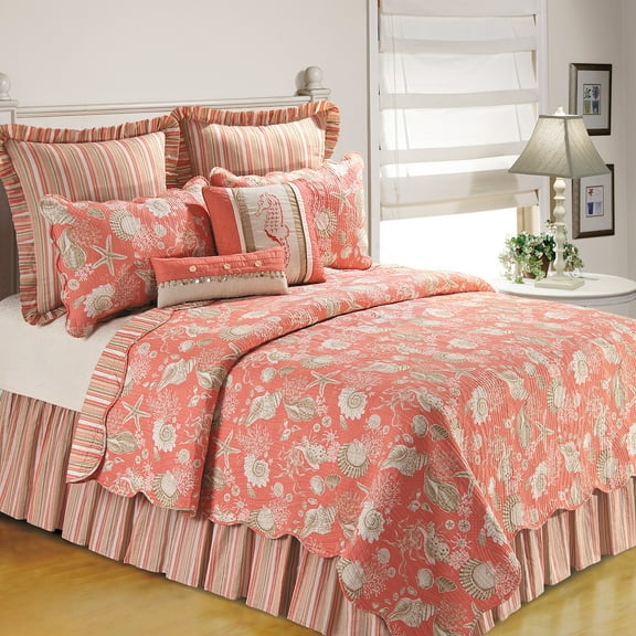 Coral Oversized King Cotton Bedspread Quilt