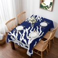 thumbnail image 1 of Coral Navy Blue Table Cloth Waterproof Tablecloths, Coastal Ocean Marine Nautical Beach Tablecloth Dining Table Cover for Kitchen Party Tabletop Outdoor, Rectangle Tablecloth 60x102 Inch, 1 of 9