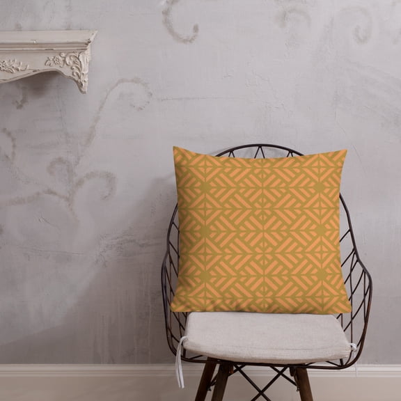 Coral Olive Green African Pattern Throw Pillow With Insert