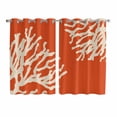 thumbnail image 1 of Coral Orange Kitchen Curtains 72 Inch Length, Coastal White Ocean Marine Nautical Beach Grommet Top Bedroom Living Room Curtains, Light Filtering Cafe Curtain Drapes 2 Panels Set 104''x72'', 1 of 9