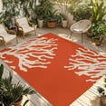 thumbnail image 1 of Coral Orange Outdoor Rug 5x7 Ft - Reversible Patio Rug Outdoor Camping Rugs, Coastal White Ocean Marine Nautical Beach Washable Indoor Outdoor Area Rugs, Non-Slip Outdoor Carpet Runner for Deck/Porch, 1 of 8