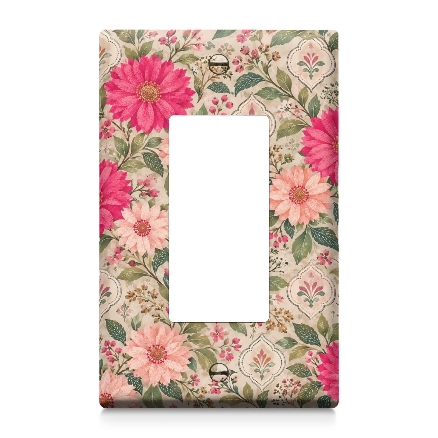 Coral Orange, Rose Red and Tan Decorative Art 1-Gang Decorator Wall ...