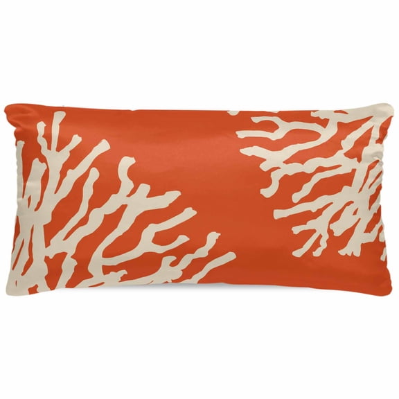 Coral Orange Satin Pillowcase for Hair and Skin with Zipper, Soft Breathable Cooling Silk Pillow Cases, Coastal White Ocean Marine Nautical Beach Throw Pillow Covers King Size 20"x40"