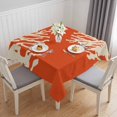 thumbnail image 1 of Coral Orange Table Cloth Waterproof Tablecloths, Coastal White Ocean Marine Nautical Beach Tablecloth Dining Table Cover for Kitchen Party Tabletop Outdoor, Square Tablecloth 60x60 Inch, 1 of 9