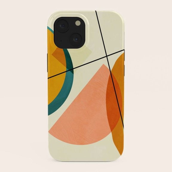 Coral, Orange and Teal Geometric Arcs Tough Case for Apple iPhone Series, Polycarbonate and TPU