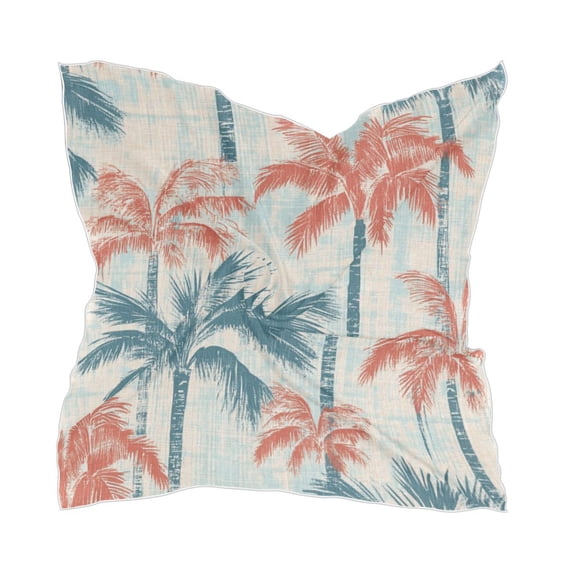 Coral Palm Trees Women's Fashion Soft Scarf Square Satin Head Scarf Neck Scarf Head Hair Wraps