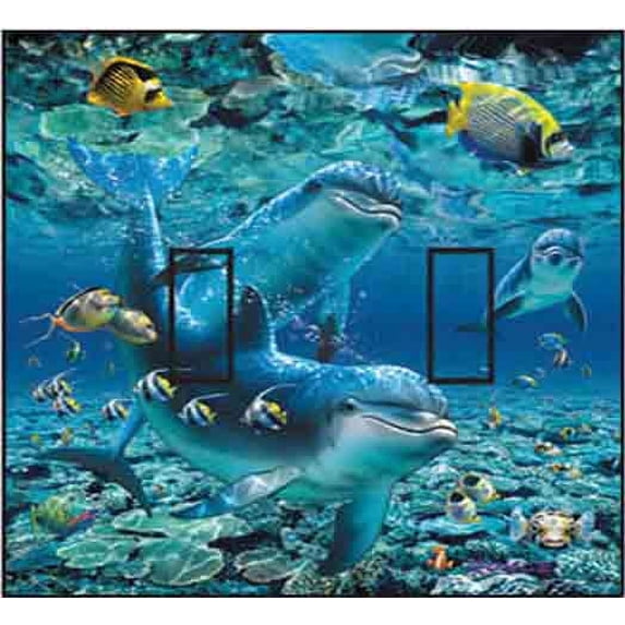 Coral Pals Double Toggle SwitchStix Peel and Stick Art Deco Switch Plate Cover Applique Washable Heat/Steam/Water-Resistant - 1 unit