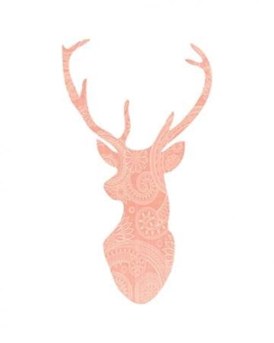 Coral Pattern Deer Head Canvas Art - Tara Moss (24 x 30)