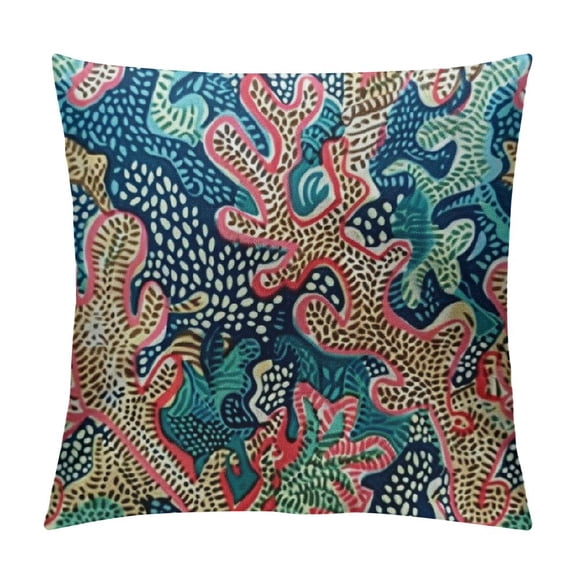 Coral Pillows Decorative Throw Pillow Cover Ocean Colorful Corals Reef Pillow Case Square Cushion Cover for Valentine's Day Sofa Bed Pink Blue Green Purple