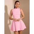 thumbnail image 1 of Coral Pink A-Line Sleeveless Fitted Waist Elegant Mini Dress For Women, 1 of 6