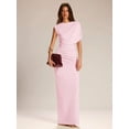 thumbnail image 1 of Coral Pink Asymmetrical One-Shoulder Bodycon Maxi Dress, Elegant Evening Guest Dress, 1 of 6