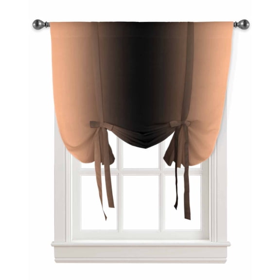 Coral Pink Black Ombre Tie Up Curtains for Kitchen Bathroom Bedroom Windows 63 Inch Length, Modern Abstract Gradient Color Art Balloon Drape Curtains Shade Rod Pocket Drapery Curtain Panel, 52"x45"