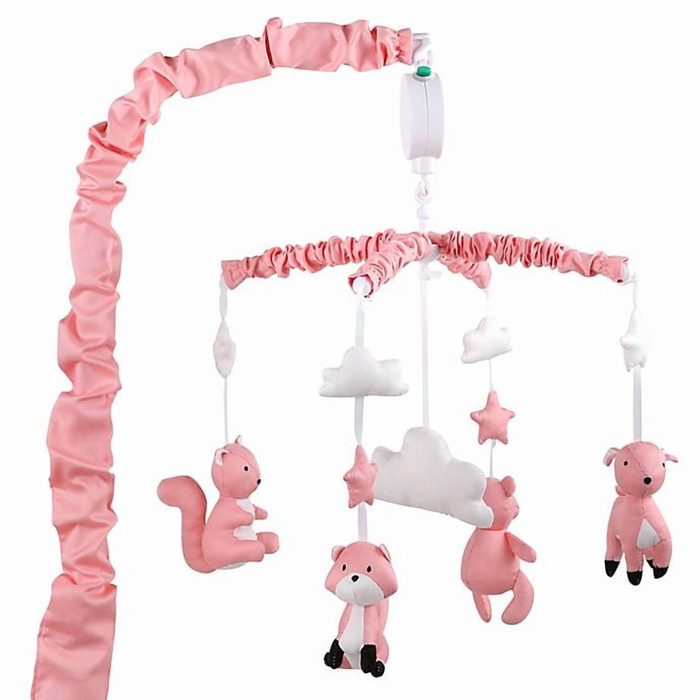 Coral Pink Digital Musical Mobile with Forest Animals by The Peanut Shell
