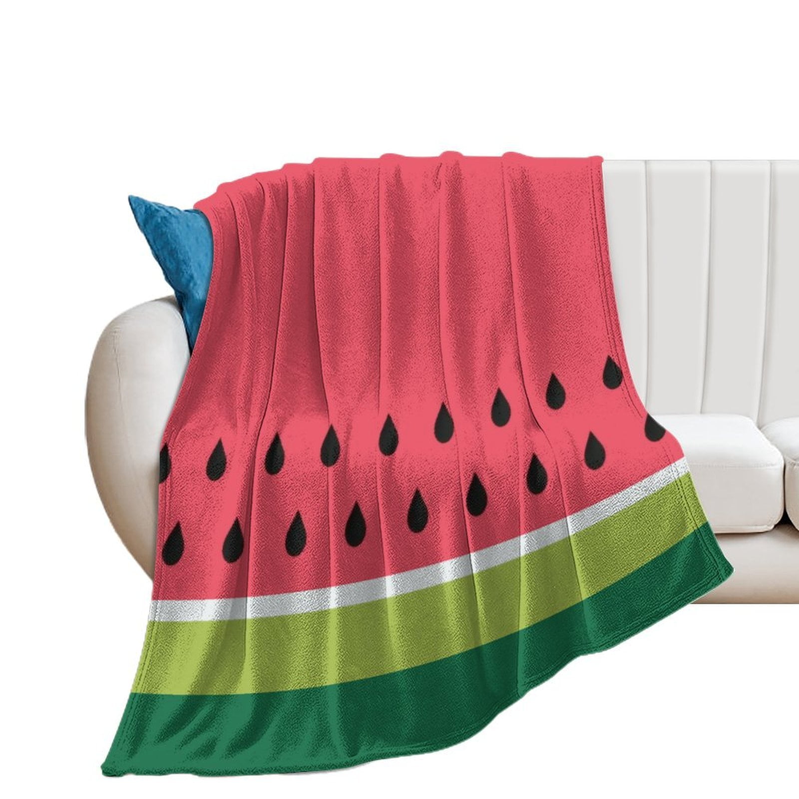 Coral Pink Green Summer Watermelon Fruit Stripes Throw Blanket Warm ...