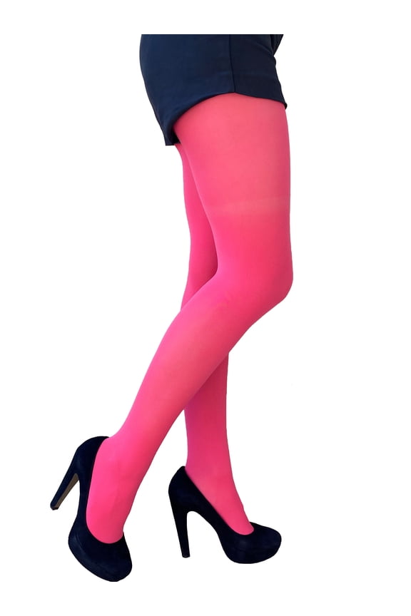 Coral Pink Opaque Tights Plus Size for Women - from XL to 5XL
