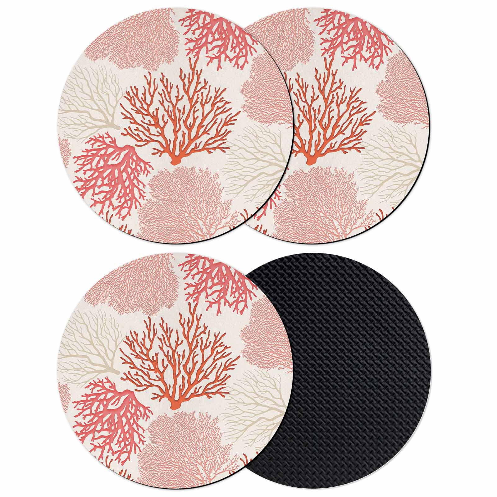 Coral Pink Red Coasters for Drinks,Absorbent Non Slip Rubber Drink ...