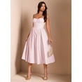 thumbnail image 1 of Coral Pink Spaghetti Strap Sweetheart Neck Fit & Flare Midi Dress, 1 of 30