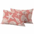thumbnail image 1 of Coral Pink Starfish Coastal Outdoor Waterproof Pillow Covers, Shell Summer Beach Nautical Decorative Rectangle Throw Pillowcase Sofa Cushion Sham for Patio/Couch/Chair, 20"x12" 2 Pack, 1 of 8
