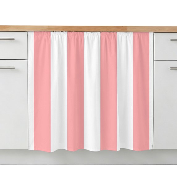 Coral Pink Striped Oven Skirt Curtain for Kitchen Decor 28"x35", Vertical Stripe Boho Minimalist Country Self Adhesive Stove Curtains Skirt Cabinet Curtains for Bathroom Laundry Room
