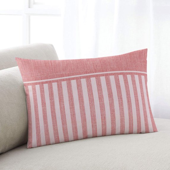 Coral Pink Striped Throw Pillow Covers,Boho Stripes Minimalist Linen Texture Soft Breathable Pillow Cases with Invisible Zipper for Sleeping,Standard Pillowcases for Couch Bed Sofa Chair 20x26 Inches