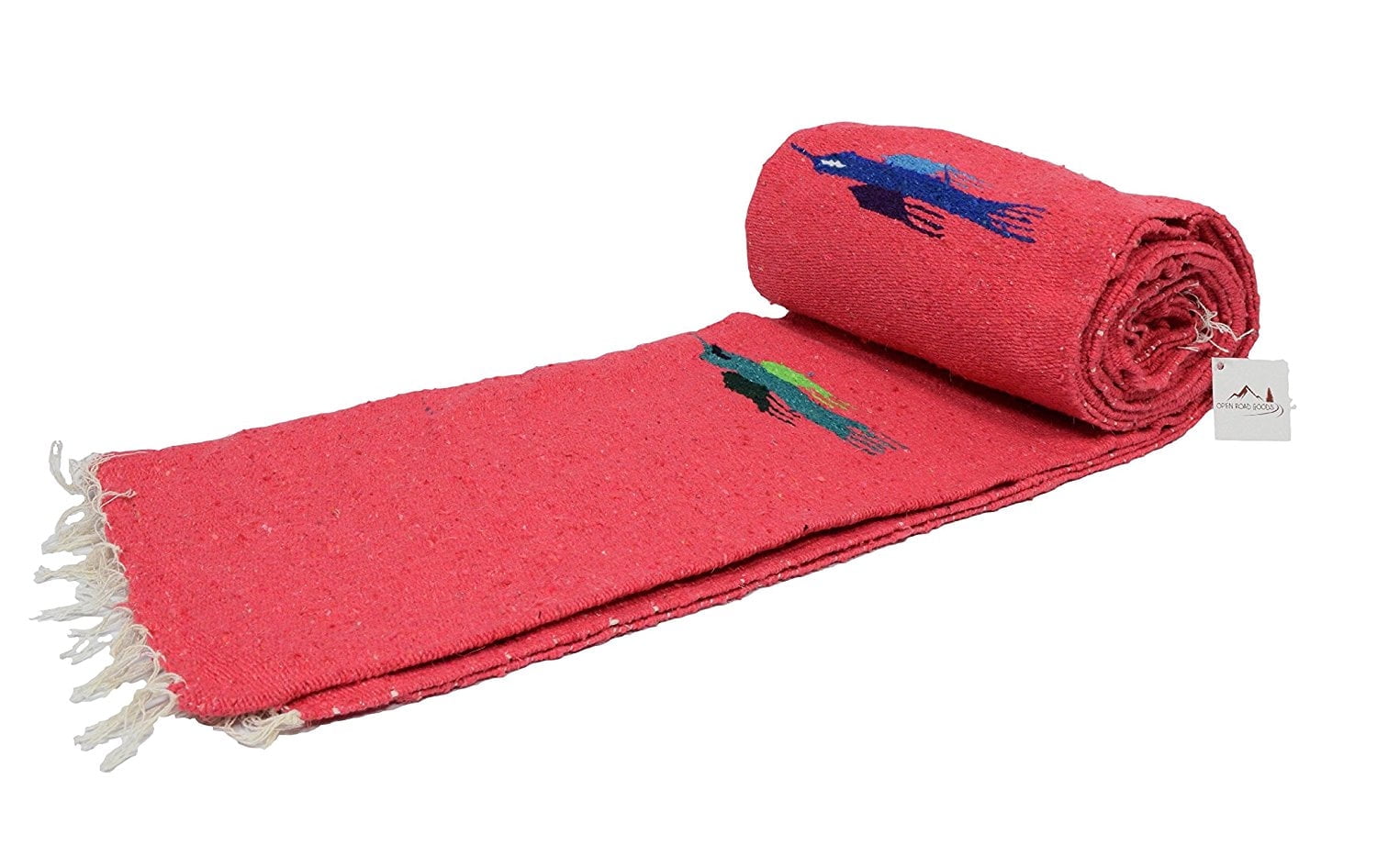 Coral Pink Thunderbird Heavyweight Yoga Blanket- Made for Yoga! Hand Made Mexican Blanket