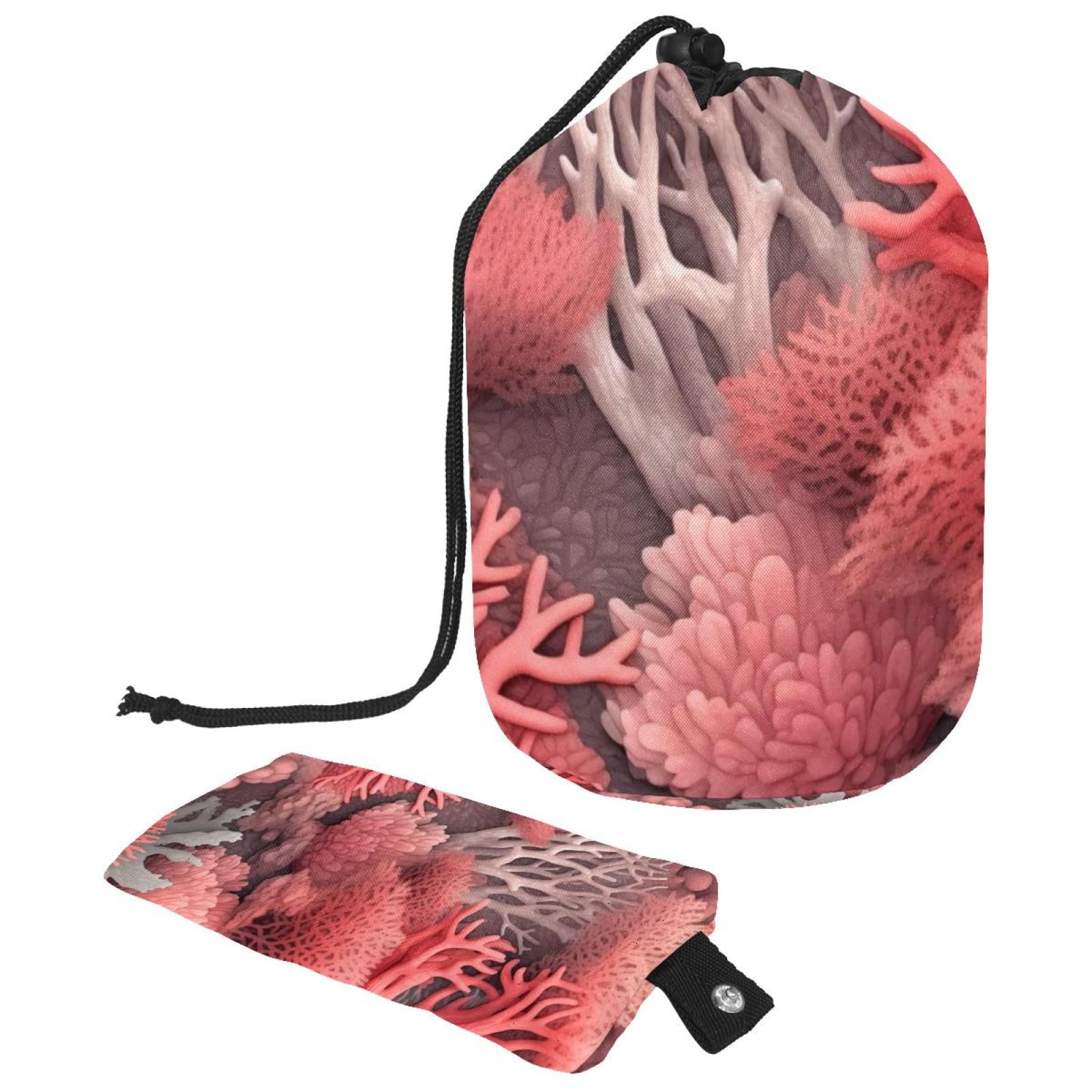 Coral Portable Drawstring Foldable Travel Laundry Bag with Shower Bags