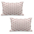 thumbnail image 1 of Coral Quilted Pillowcover Set of 2, Checkered Pattern with of Fleur De Lis Royal French Lily Flower, Standard Queen Size Pillow Cover for Bedroom, 36" x 20", Pale Pink Coral, by Ambesonne, 1 of 1