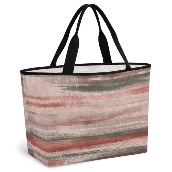 Coral Red Brown Ombre Beach Bag for Women, Large Breathable Mesh Beach Tote Bag, Vintage Shabby Red Abstract Art Sandproof Lightweight Travel Bags for Vacation Picnic Swimming Pool 15.7"x15.7"x9.1"