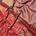 thumbnail image 1 of Coral Red Khaddi Georgette Banarasi Saree, 1 of 1