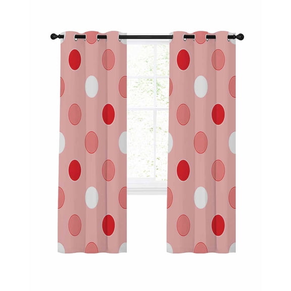 Coral Red Polka Dots Blackout Curtains 2 Panels Set Modern Minimalist Geometric Circles Spots Thermal Insulated Privacy Black Out Drapes Window Curtain for Living Room Bedroom 52 x 96 Inch