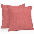 thumbnail image 1 of Coral Red Throw Pillow Covers 16x16 Inch Set of 2, Farmhouse Burlap Solid Red Color Modern Linen Texture Waterproof Outdoor Pillow Covers, Decorative Cushion Pillowcases for Couch, Sofa, Bed, Patio, 1 of 9